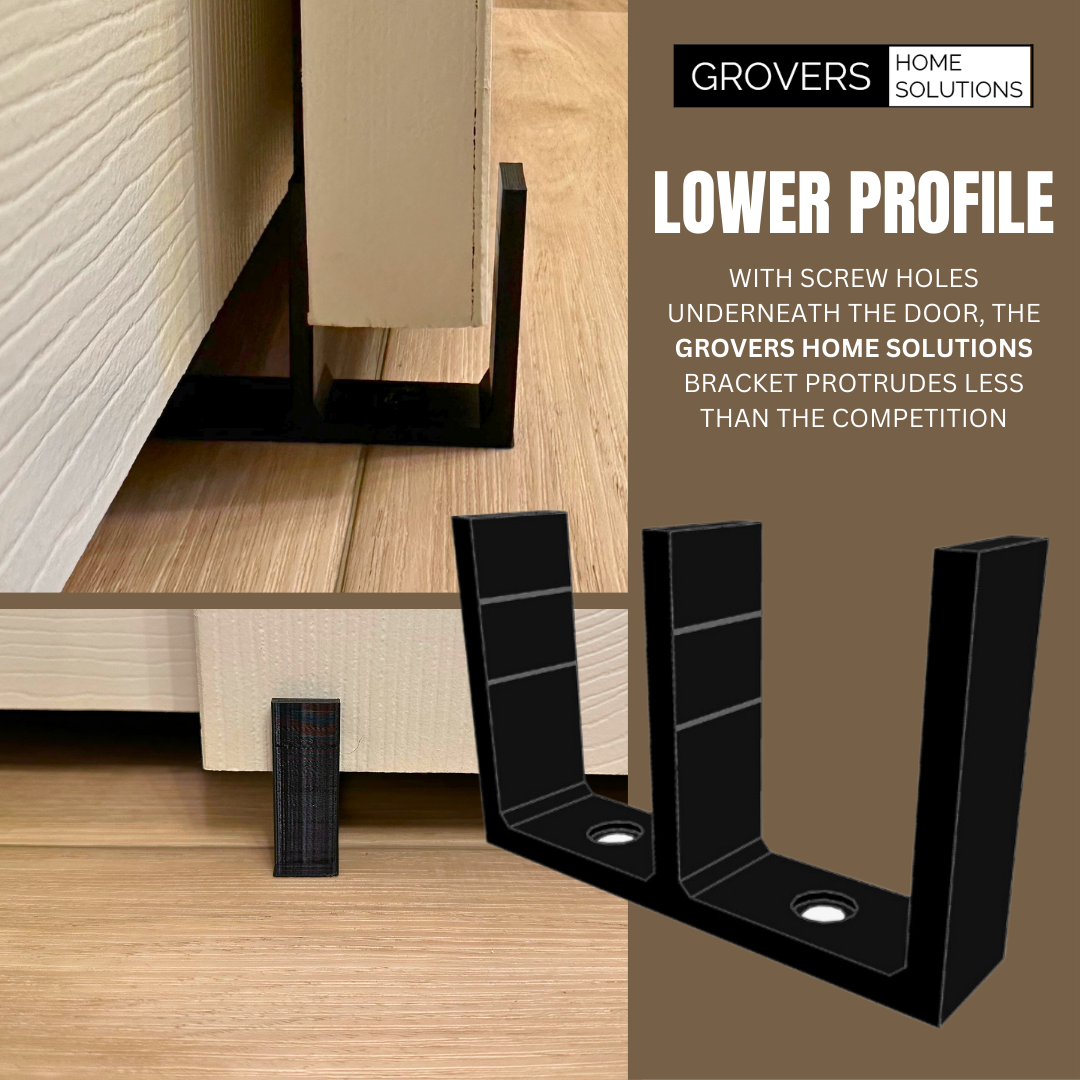 Universal Adjustable Height Sliding Closet Door Floor Guide Bracket - Black