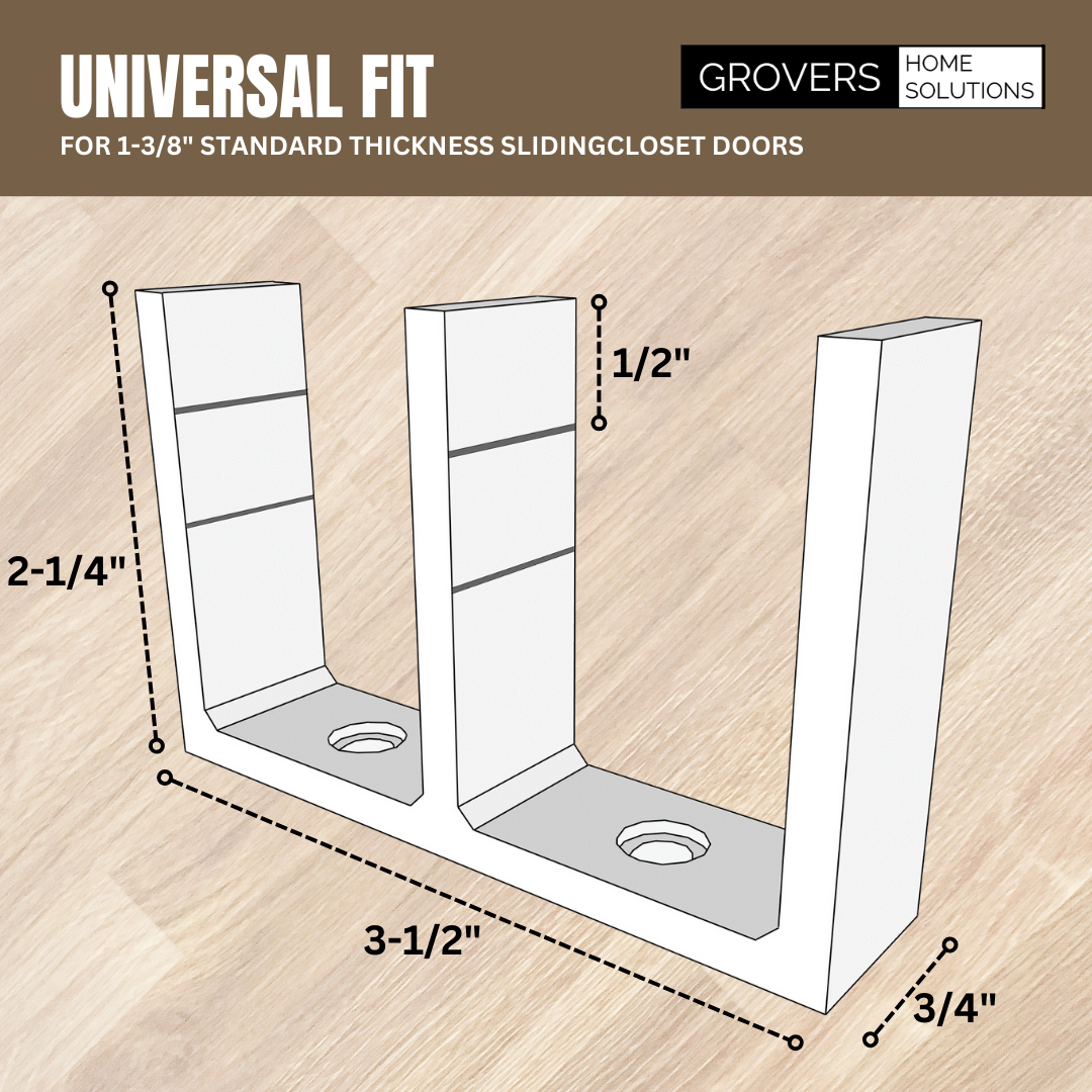 Universal Adjustable Height Sliding Closet Door Floor Guide Bracket - White