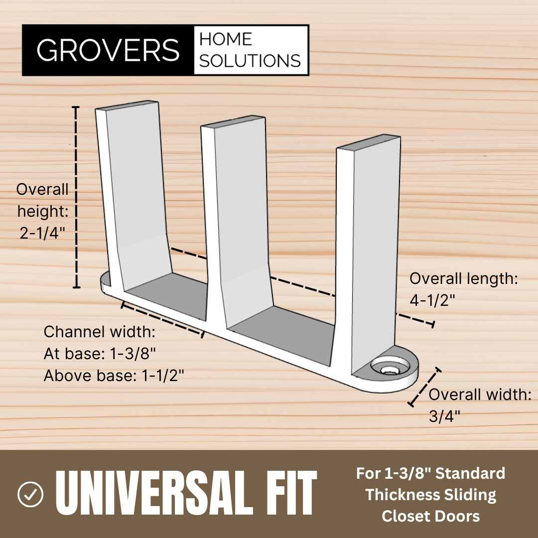Sliding Closet Door Floor Guide Bracket | Universal Fit for 1-3/8" Width Doors