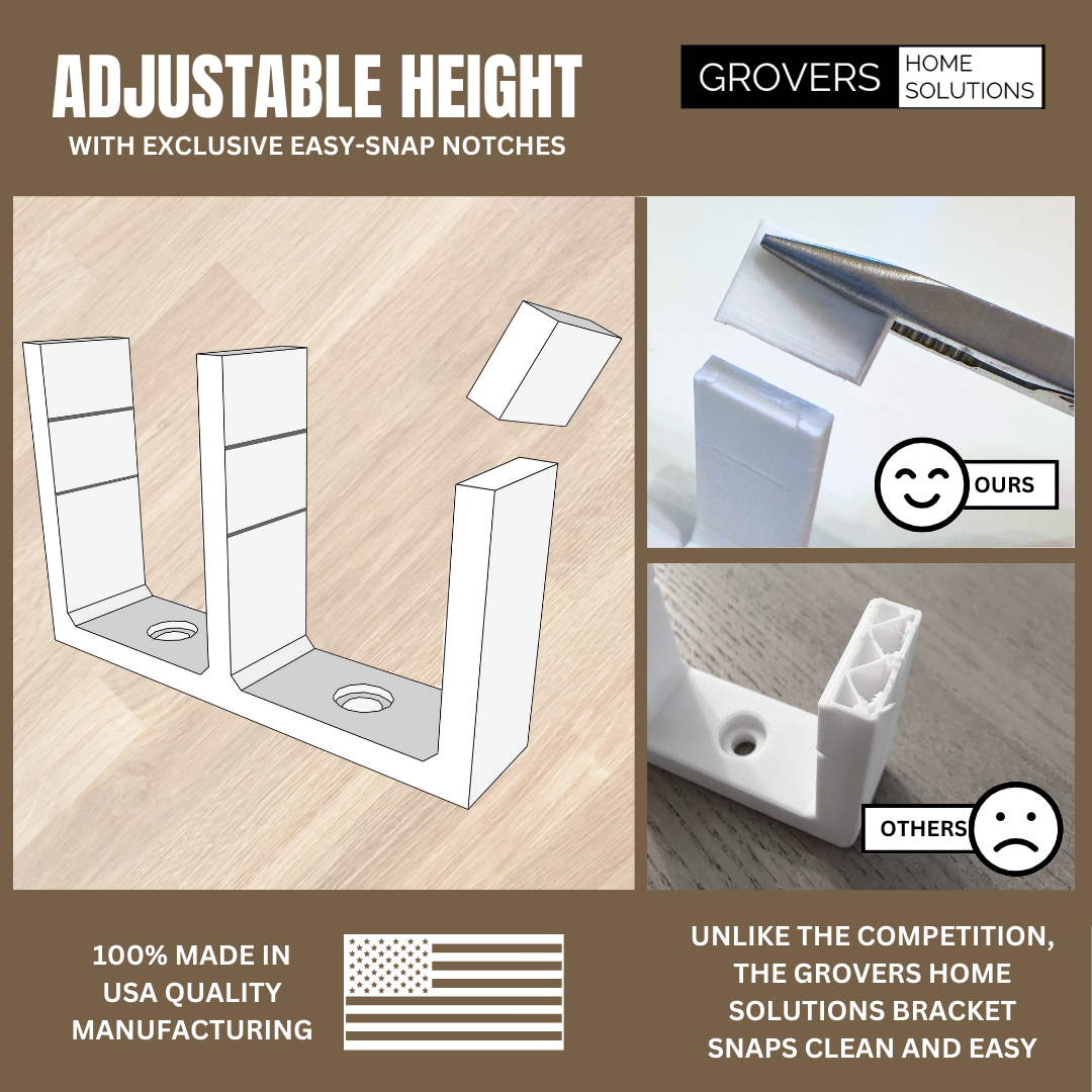 Universal Adjustable Height Sliding Closet Door Floor Guide Bracket - White