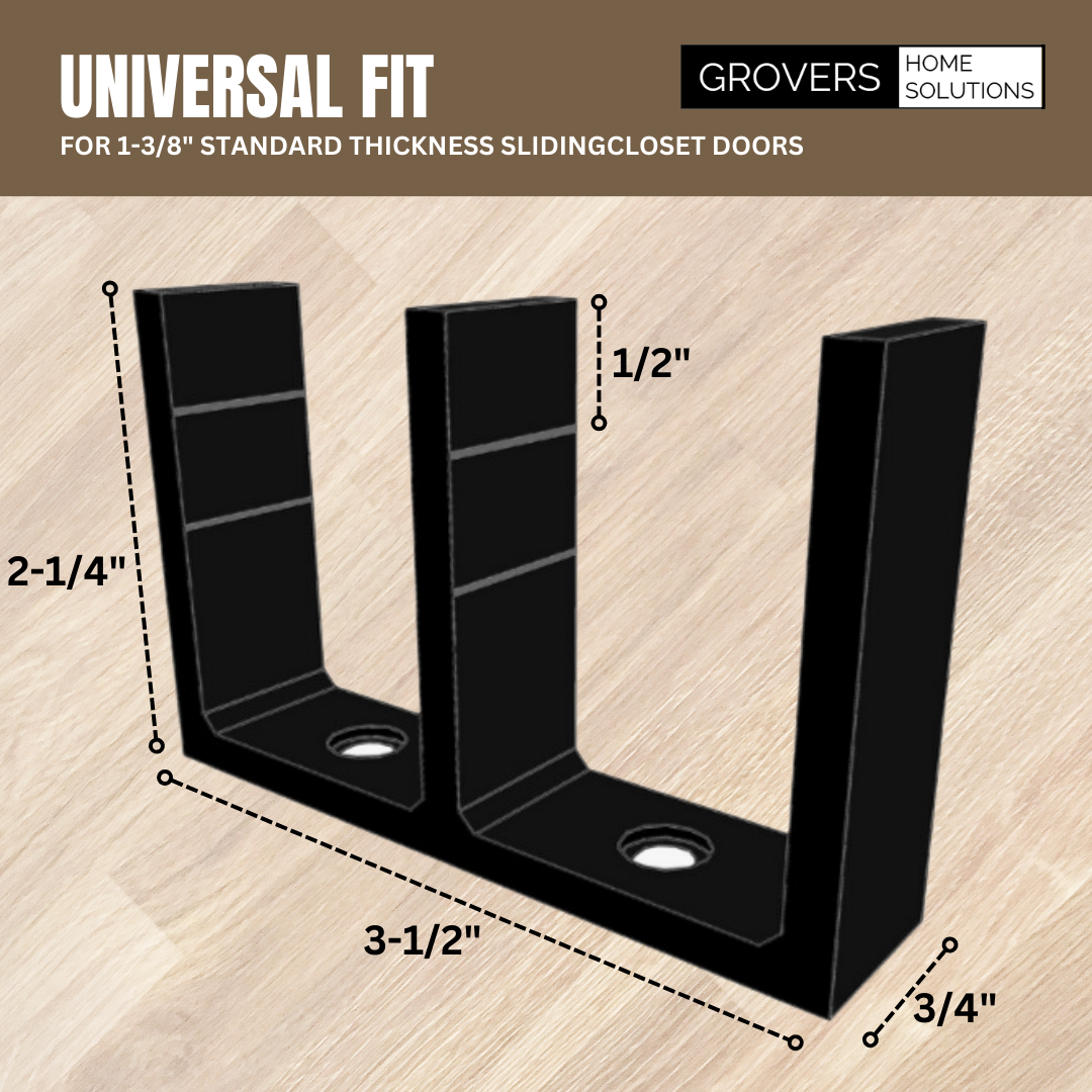 Universal Adjustable Height Sliding Closet Door Floor Guide Bracket - Black