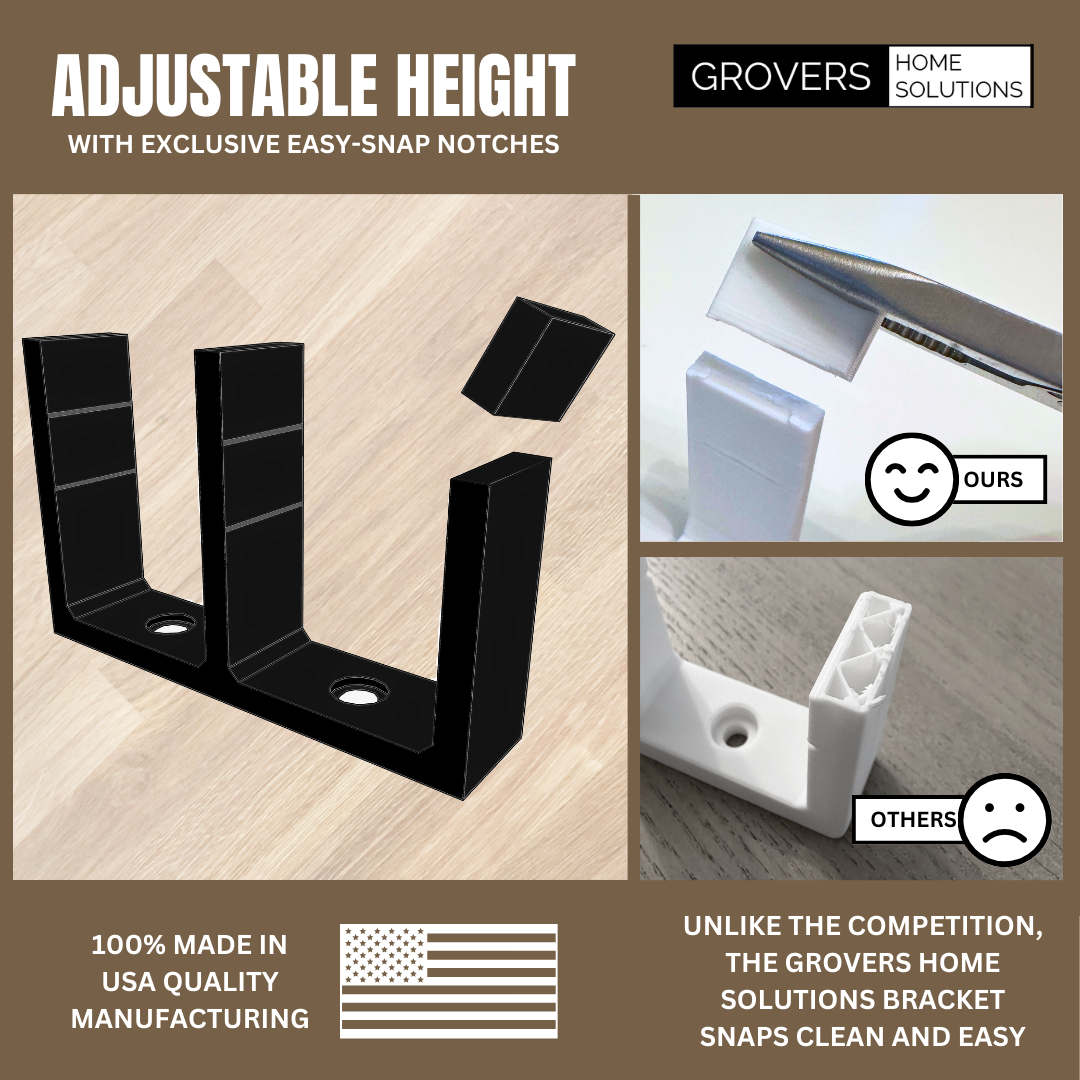Universal Adjustable Height Sliding Closet Door Floor Guide Bracket - Black