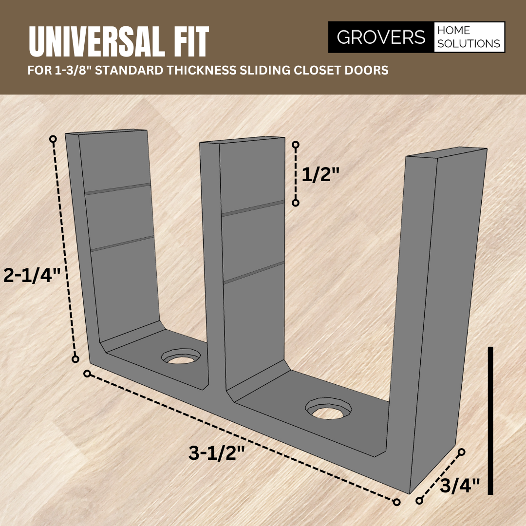 Universal Adjustable Height Sliding Closet Door Floor Guide Bracket - Gray