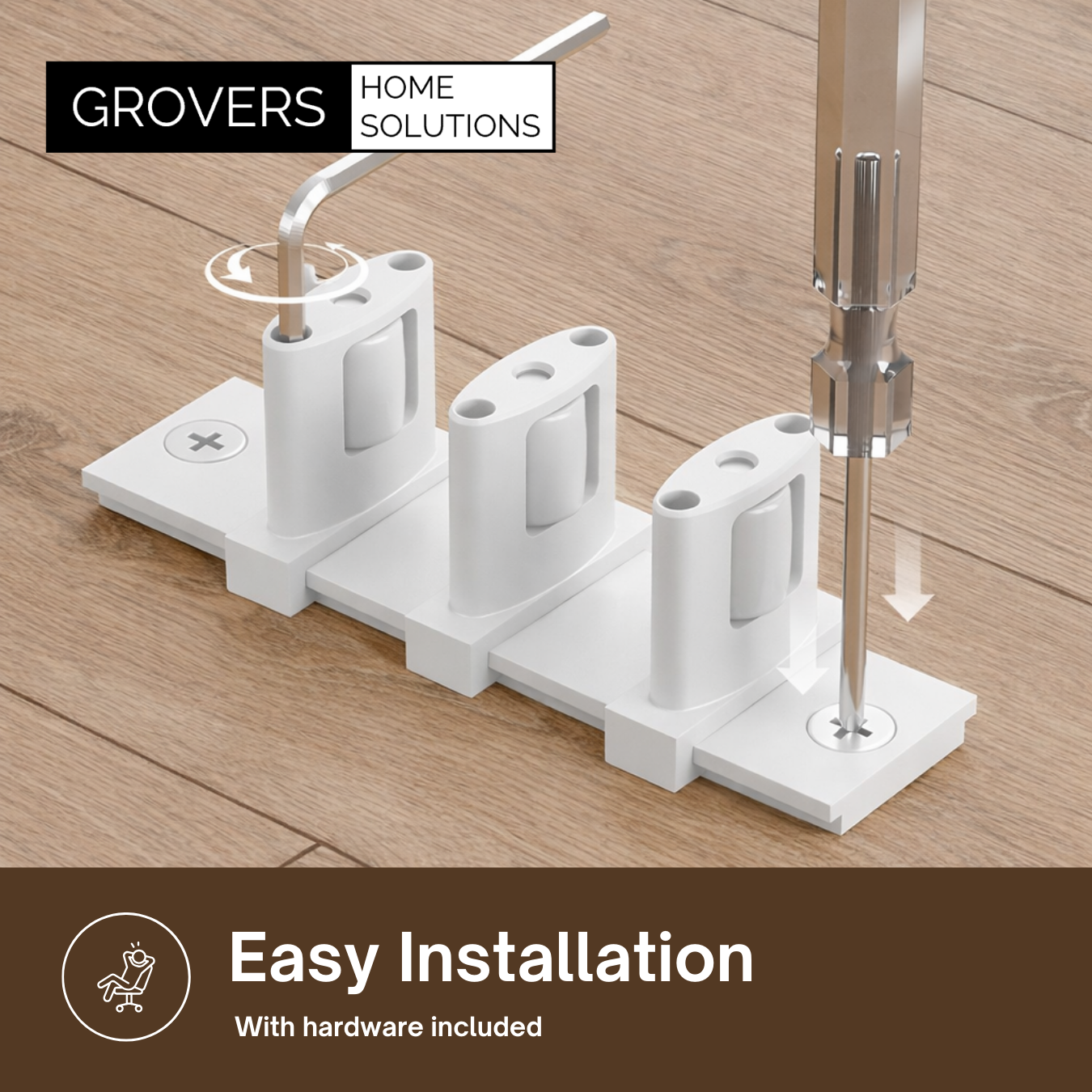 Sliding Closet Door Floor - Easy Install and Adjustable Width 3-Roller Design